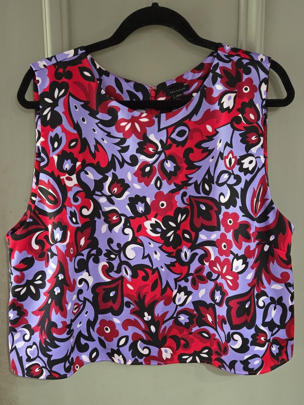 Ann Taylor Red & Lavender Floral Sleeveless Camisole